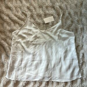 A New Day V Neck Tank Blouse NWT White